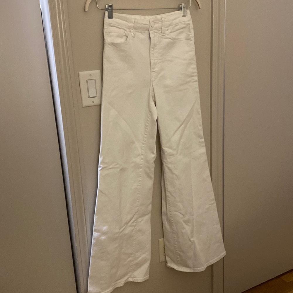 Good American white flare jeans